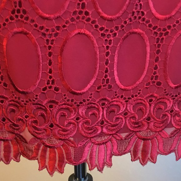 SYLVIA RIELLE Parisian Designer Red Lace Skirt - Picture 8 of 12